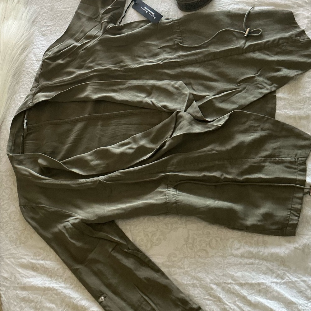 Lightweight Olive Open-Front Cardigan